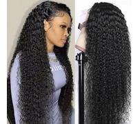 FUIBEJAE Parrucche Front Lace HD Ricce Ondulate 13X4 in Capelli Umani Naturali, Densità 150%, Parrucca Vergine Brasiliana Bagnata Ondulata Pineapple Wave per Donne Nere,16inch