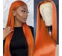 FUIBEJAE Parrucche Frontali in Pizzo Trasparente HD Ginger# 13X4, Densità 150%, Lisce, per Donne Nere, Senza Colla, Pre-Pettinate con Baby Hair per l'Uso Quotidiano,24inch