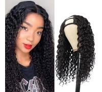 FUIBEJAE Parrucche in capelli umani a U per donne nere Parrucca riccia crespa brasiliana in capelli veri Parrucca a U senza cuciture e senza colla Colore naturale,180%,20inch