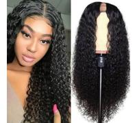 FUIBEJAE Parrucche U-Part di capelli umani per donne nere, capelli vergini brasiliani ricci kinky a onde d'acqua, parrucca in capelli veri, parrucche U-Part senza cuciture e senza colla,250%,10inch