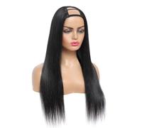 FUIBEJAE Parrucche U Part in Capelli Umani per Donne Nere, Parrucca in Capelli Vergini Brasiliani Lisci, Parrucca U-Part Senza Cuciture e Senza Colla, Colore Naturale,150%,28inch