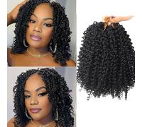 FUIBEJAE Passion Twist Crochet Braids Capelli per Butterfly Faux Locs 7 Pacchi Corti Foam Roll per Crochet Extension di Capelli per Donne, 24 Fili/Pacco,1b,8inch