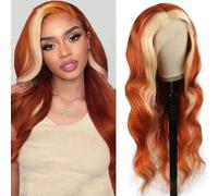 FUIBEJAE Perruque Lace Front 13X4 HD Body Wave en cheveux humains, densité 150%, perruque brésilienne vierge ondulée et humide, Pineapple Wave pour femmes noires, mèches en curcuma 613#,22inch
