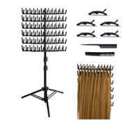 FUIBEJAE Porta Capelli Intrecciati, Supporto con 144 Picchetti per Intrecciare i Capelli, Supporto a Due Lati Regolabile in Altezza per Estensioni di Capelli, con Strumenti per Intrecciare, Nero