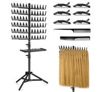 FUIBEJAE Supporto per trecce con vassoio, supporto con 144 pioli per trecce per capelli, portabobine a doppia altezza regolabile, supporto per extension e strumenti per trecce professionali