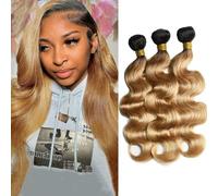 FUIBEJAE T1B/27# Bundles di Capelli Umani Onde del Corpo 3 Pezzi Capelli Vergini Brasiliani Remy Non Trattati Estensioni di Capelli per Intreccio Rapido per Donne Afroamericane,18 20 22inch