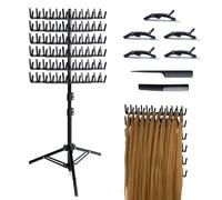 FUIBEJAE Treccia Hair Rack Treccia a due lati Rack 144 pioli Altezza Metallo Estensione Capelli Rack Regolabile in altezza Hair Styling Tool per parrucchieri Home Salon Traveling, Nero