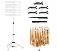 FUIBEJAE Treccia Hair Rack Treccia a due lati Rack 144 pioli Hair Extension Rack Strumento per lo styling dei capelli regolabile in altezza per parrucchieri Home Salon in viaggio, bianco