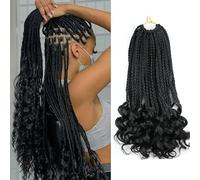 FUIBEJAE Treccine all'uncinetto French Curl per donne 2 confezioni Treccine da dea all'uncinetto Capelli a treccia pre-annegati con estremità ricce Estensioni di capelli sintetici,1b,18inch