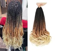 FUIBEJAE Treccine all'uncinetto French Curl per donne 2 confezioni Treccine da dea all'uncinetto Capelli a treccia pre-annegati con estremità ricce Estensioni di capelli sintetici,1b/30/613,14inch