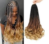 FUIBEJAE Treccine all'uncinetto French Curl per donne 2 confezioni Treccine da dea all'uncinetto Capelli a treccia pre-annegati con estremità ricce Estensioni di capelli sintetici,1b/30/27,14inch