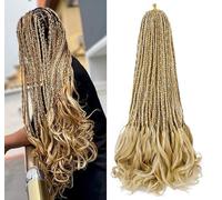 FUIBEJAE Treccine all'uncinetto French Curl per donne 2 confezioni Treccine da dea all'uncinetto Capelli a treccia pre-annegati con estremità ricce Estensioni di capelli sintetici,P27/613,18inch