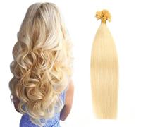 FUIBEJAE U-Tip Estensioni Dei Capelli Umani 24# Oro Cheratina Punta Delle Unghie Estensione Dei Capelli Senza Traccia Setoso Liscio Brasiliano Remy Capelli Per Le Donne, 50G100 Fili,16inch