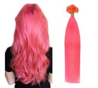 FUIBEJAE U-Tip Estensioni Dei Capelli Umani Rosa Cheratina Punta Delle Unghie Estensione Dei Capelli No Trace Silky Liscio Brasiliano Remy Capelli Per Le Donne, 50G100 Fili,24inch