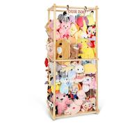 Fuilee Contenitore per animali di peluche extra large per organizer angolare, materiale in legno di alta qualità con cordino elastico, può contenere fino a 250 giocattoli di peluche, porta animali