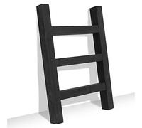 FUIN Scala in legno per strofinaccio, mini scaletta portasciugamani da vista, piccolo supporto per asciugamani rustico, per decorazioni per il bagno di campagna, nero