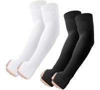 fuinloth 2 Paia Manicotti con foro per pollice Braccia per Uomo e Donna, Ideali per Sportivi Padel Basket Pallavolo Nero+Bianco