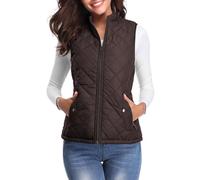 fuinloth Gilet Donna Smanicato Primaverile Autunno Invernale Panciotto Dritto Giacche Leggeri Senza Maniche Giacca Cioccolato L