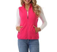 fuinloth Gilet in pile da donna,Termico Senza Maniche Elegante Collare Eretto con Zip e Tasca Rosso Rosa S