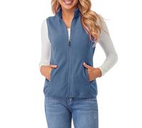 fuinloth Gilet Pile Donna - Design Semplice con Zip e Tasche - Per Commute e Outdoor - Leggero e Caldo Blu Cenere M
