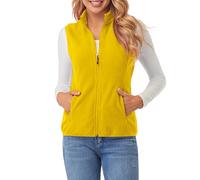 fuinloth Gilet Pile Donna - Design Semplice con Zip e Tasche - Per Commute e Outdoor - Leggero e Caldo Giallo S