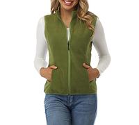 fuinloth Gilet Pile Donna - Design Semplice con Zip e Tasche - Per Commute e Outdoor - Leggero e Caldo Verde Militare XL