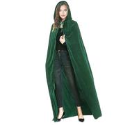 FUIPVGI 140cm Verde Halloween Mantello con Cappuccio Mantello con Cappuccio Lungo in Velluto Costume,Mantello da Vampiro,Costume da Triste Mietitore,per Adulti e Bambini Halloween Carnevale(Verde)