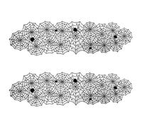 FUIPVGI 2 Pezzi 45 x 183 cm Tovaglia con Ragnatela di Ragno,Runner da Tavola di Halloween,per Decorazioni Spaventose per Feste di Halloween, Forniture per Feste per Cene(Nero)