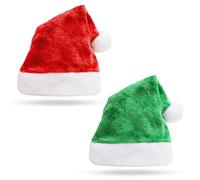 FUIPVGI 2 Pezzi Bonnet de Noel,Cappello Rosso e Verde di Babbo Natale,Cappelli Natalizi Natale di Lusso,di Peluche di Babbo Natale,per Decorazioni Natalizie e Articoli per Feste di Capodanno(2 Pezzi)