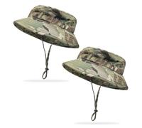 FUIPVGI 2 Pezzi Cappello Boonie Bambini Uomo Donna Militare Cappelli alla Pescatora a Tesa Larga Pieghevole Anti UV Protezione per Campeggio Safari Caccia Esterno Escursionismo (Camuflaggio)