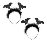 FUIPVGI 2 Pezzi Cerchietto per Pipistrello Fasce per Halloween Fascia per Orecchie da Pipistrello Glitter per Bambini Adulti Copricapo di Halloween Accessori per Costumi in Maschera (Nero)