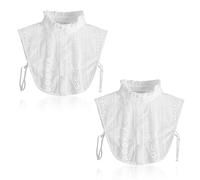 FUIPVGI 2 Pezzi Colletto Staccabile Donna Camicia Colletto Staccabile Donna Camicia Finto Falso Mezzo Falso per Uffici Scuole Quotidiano (IT, Testo, Taglia Unica, White)