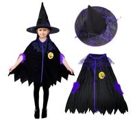 FUIPVGI 2 Pezzi Mantello di Halloween per Bambini Set Costumi da Mago, Mantello da Mago a Punta del Tristo Mietitore per Ragazzi Ragazze Vampiri di Halloween Giochi di Ruolo in Costume (2 PCS)