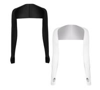 FUIPVGI 2 Pezzi Raffreddamento Scialle Maniche Braccio, Protezione UV da Donna Sciarpa di Raffreddamento di Seta di Ghiaccio Polsini con Fori per le Dita Guanti Senza Dita Maniche (Noir,Bianco)