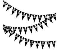 FUIPVGI 3 Pezzi/13.5M Banner per Halloween Jolly Roger Bandiera Pirata Pirati Bandiera Teschio Catenine con Gagliardetto dei Bandierine con Teschio per Feste di Compleanno (Nero)