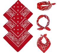 FUIPVGI 3 Pezzi Bandana Donna Uomo 55 X 55 CM Motivo Paisley Copricapo Sciarpa per Capelli Collo Polso Testa Cravatta Sciarpa Fazzoletti da Taschino per Donna Uomo Bambini (Rosso)