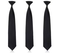 FUIPVGI 3 Pezzi Cravatta Nera da Uomo Cravatte a Clip Tinta,Uomini Clip su Cravattes Pretied Uomini Pulsante,per Formale Affari cravatta Laurea Scuola Uniformi Nozze Feste Celebrazione(Nero)