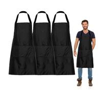 FUIPVGI 3 Pezzi Grembiule da Cuoco, Unisex per Barbecue, Pittura, Cucina Con 2 Tasche - per Cucinare, Caffetteria, Ristorante (Nero)