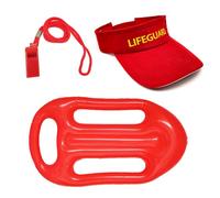 FUIPVGI 3 Pezzi Lifeguard da Bagnino Set Include Cappello da Bagnino Regolabile Salvagente Gonfiabile Bagnino e Fischietto, Accessorio per Bagnino Cappelli da Sole Accessori per Costume da Bagnino