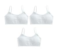 FUIPVGI 3 Pezzi Reggiseno da Allenamento Senza Cuciture per Ragazze Cotone Adolescenti Bambine Sportivo Intimo con Torace Pastiglie per Bambine 8-16 Ann (IT, età, 8 Anni, 16 Anni, Regular, Bianco)