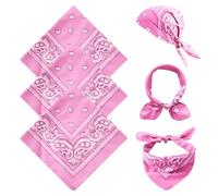 FUIPVGI 3 Pezzi Rosa Bandana Donna Uomo, 55 X 55 CM Motivo Paisley Copricapo Sciarpa per Capelli Collo Polso Testa Cravatta Sciarpa Fazzoletti da Taschino per Donna Uomo Bambini (Rosa)
