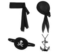 FUIPVGI 4 accessori per costume da capitano con cintura da pirata e bandana, costume rinascimentale, accessori per adulti e bambini, feste di Halloween (nero)