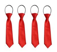 FUIPVGI 4 Pezzi Cravatta da Bambini Con Elastico, Pre-legata, Effetto Seta Lucida per Ragazze e Ragazzi, Uniforme, Nozze, Festa (Rosso)