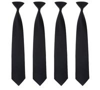 FUIPVGI 4 Pezzi Cravatta Nera da Uomo, Cravatte con Clip Solido Uniforme，Cravatte con Bottoni da Uomo Pretiate per Matrimonio Laurea Uniformi Scolastiche Funerale Cravatta Formale da Lavoro (Nero)