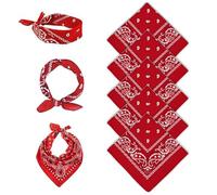 FUIPVGI 5 Pezzi Bandana Donna Uomo, 55 X 55 CM Motivo Paisley Copricapo Sciarpa per Capelli Collo Polso Testa Cravatta Sciarpa Fazzoletti da Taschino per Donna Uomo Bambini (Rosso)