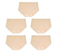 FUIPVGI 5 Pezzi Mutande Slip Donna Senza Cuciture, Invisibili Biancheria Hipster Donna Intima, Elastico Traspirante Mutande Vita Media Microfibra Intimo Invisibile Pacco (Nudo)