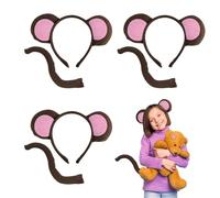 FUIPVGI 6 Pezzi Costume da Scimmia Animale Set di Orecchie e Coda, per Adulto Bambini, Halloween, Spettacoli Teatrali, Carnevale, Feste Cosplay (Rose)
