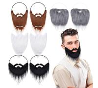 FUIPVGI 8 Pezzi Barbe Finte, Barba Finte per Feste, Baffi Finti False, False Baffi Divertenti, Barba di Halloween, novità Barbe Finte, per Forniture di Feste di Mascherata Costume (Multicolore)