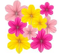 FUIPVGI 9 Pezzi Fiori Carta Rosa Giallo Scomparti Ventagli Matrimonio Addobbi Decorazioni per Feste in Classe Appesi Classroom Baby Shower Backdrop Garland