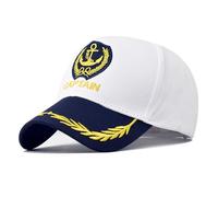 FUIPVGI Cappello da Capitano Marina Cappello da Marinario Accessorio per Costume Cappello da Yacht con Ricamo in Oro Ancora Cappello Skipper Marina Ammiraglio Festivo Regolabile per Carnevale Club Pub